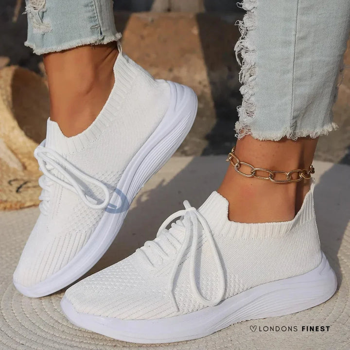 Women's orthopedic knit lace-up sneakers, providing ultimate comfort & support for walking & everyday wear.