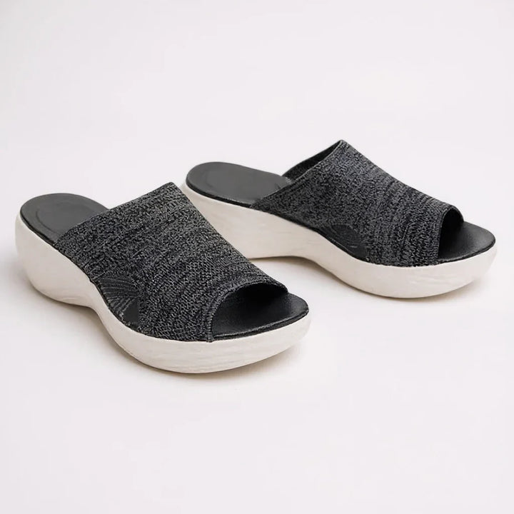 Elegant women's open-toe wedge slide sandals with orthopedic design, providing comfort & pain relief for summer.