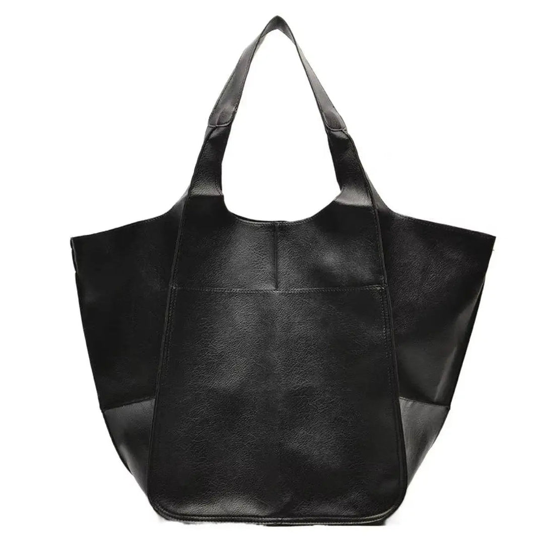 Faux leather oversized everyday bag for women, sleek and modern, magnetic top.