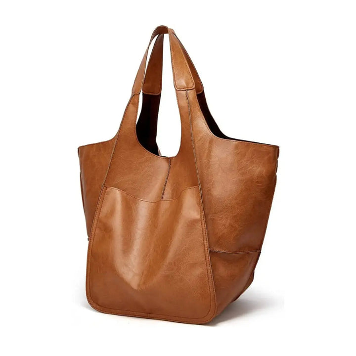 Casual oversized faux leather bag for women, comfy shoulder straps, magnetic.