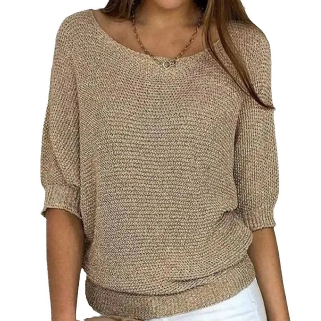Women's relaxed-fit batwing-sleeve sweater, a comfortable and chic casual top perfect for everyday wear.