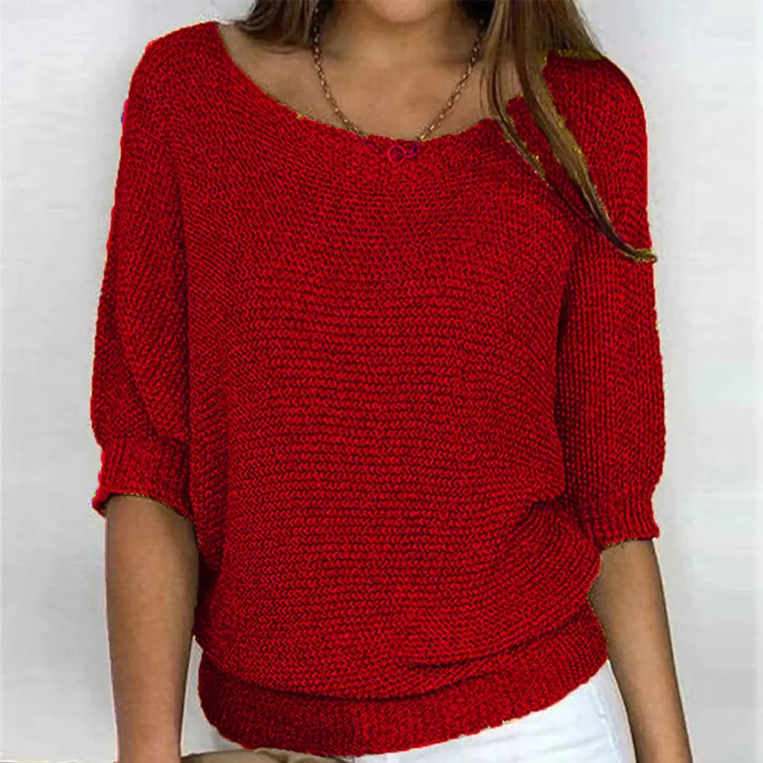 Women's everyday casual sweater with a relaxed fit and fashionable batwing sleeves, offering ultimate comfort.