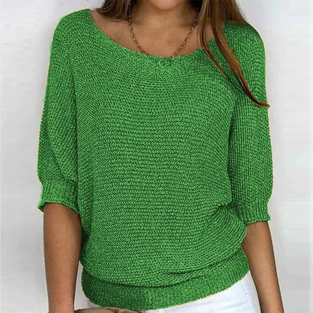 Everyday wear women's relaxed-fit sweater with batwing sleeves and a scoop neck for ultimate comfort.