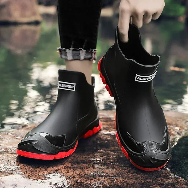 High-quality women's rugged ankle rain boots, waterproof and durable with a reliable slip-resistant lug sole.
