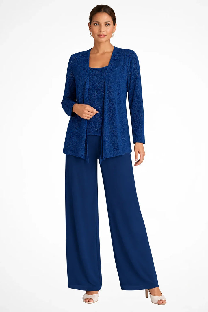 Stylish women's sequin wide leg pants & jacket set, a fashionable evening ensemble.