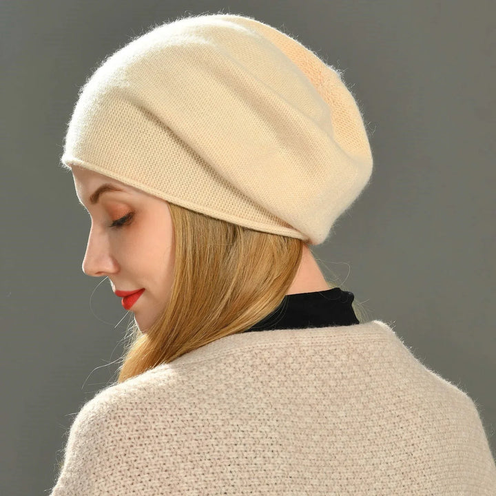 Stylish women's slouchy beanie, a cozy fall & winter accessory for chic casual headwear.