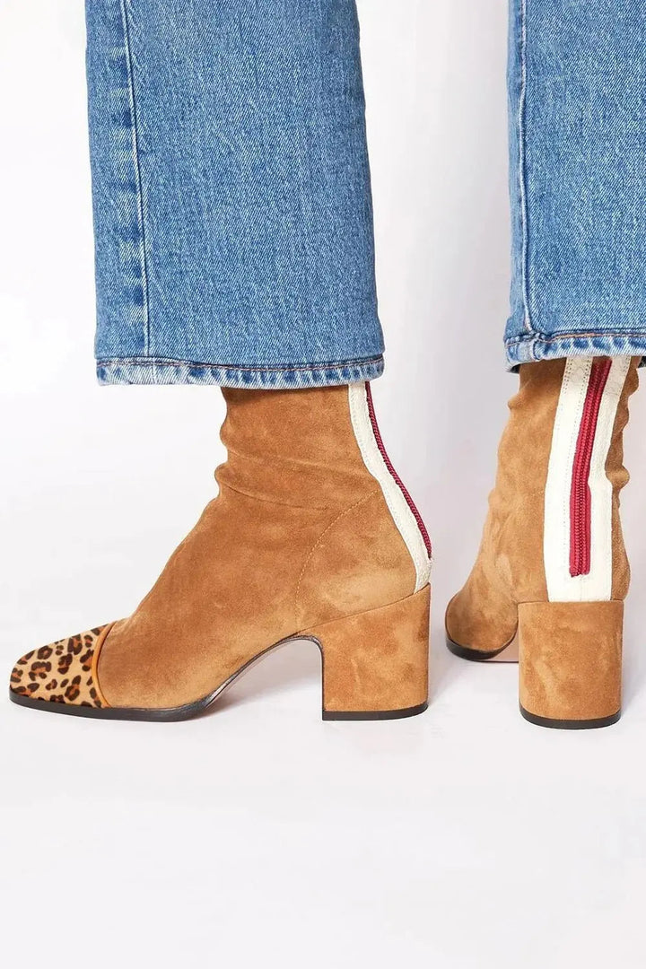 Comfortable women's square toe block heel ankle boots. Ideal for everyday wear and chic autumn fashion.