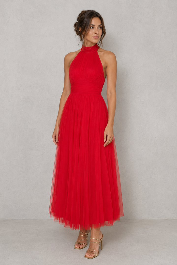 Chic women's party midi dress, suitable for special occasions, formal events, and evening wear.
