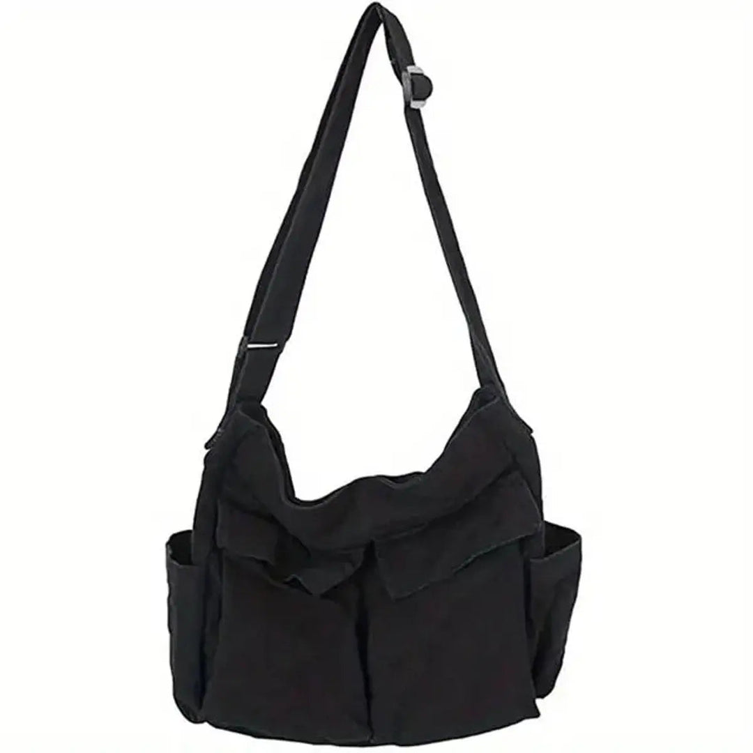 Women's vintage canvas multi-pocket tote & crossbody bag, perfect for daily casual use.