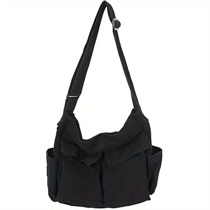 Women's vintage canvas multi-pocket tote & crossbody bag, perfect for daily casual use.