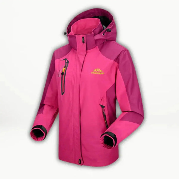 Stay dry in this women's waterproof hooded quilted jacket. Lightweight active outerwear, perfect for hiking, walking, and outdoor adventures.
