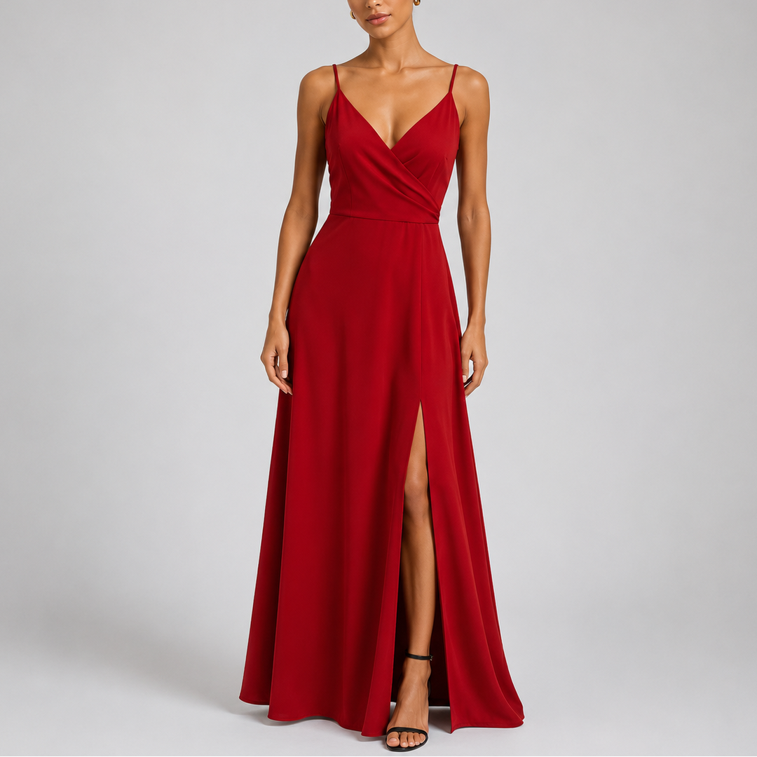 Elegant women's flowing maxi evening gown. Perfect for formal events & party wear.