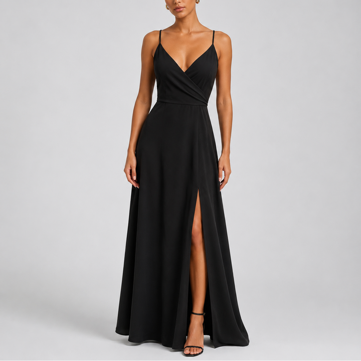 Women's elegant party dress. Beautiful flowing maxi gown, perfect for formal events.