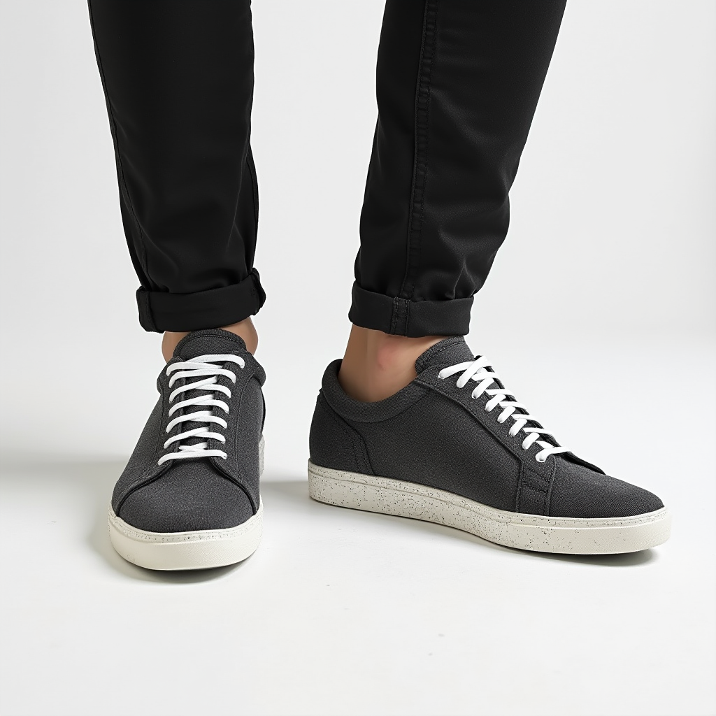 Men's gray lace-up casual sneakers for everyday comfort & street style. Low-top versatile footwear.