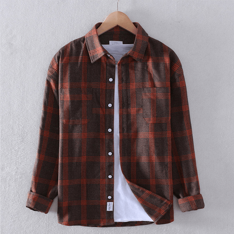 Classic men's checkered button-down shirt. Perfect long sleeve, relaxed fit top for versatile casual men's fashion.