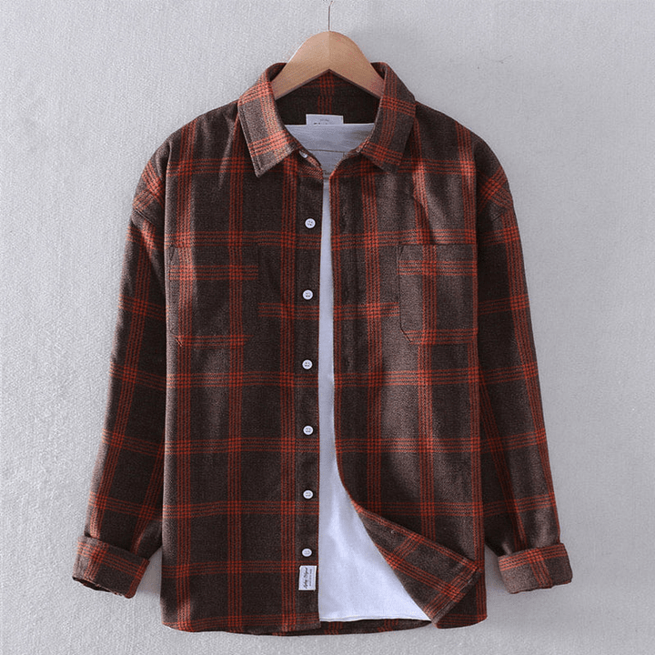 Classic men's checkered button-down shirt. Perfect long sleeve, relaxed fit top for versatile casual men's fashion.