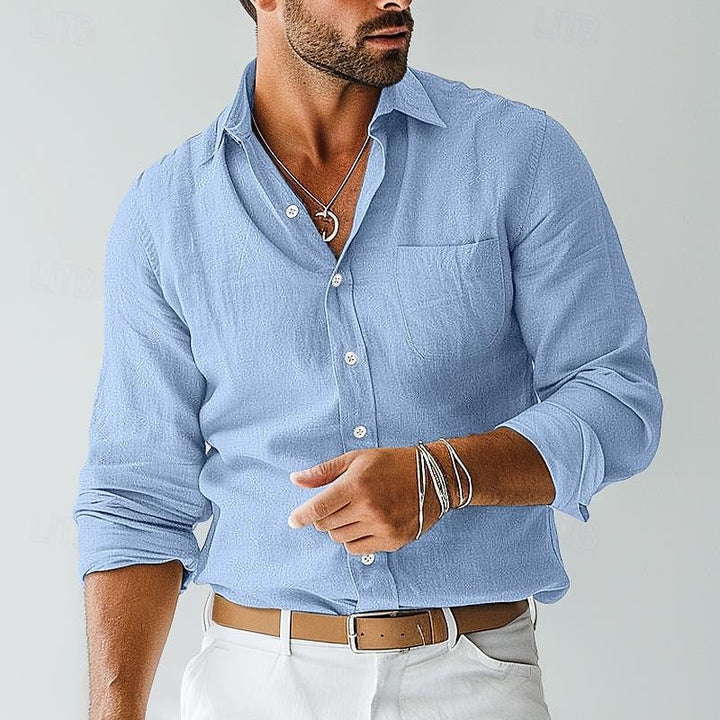 Men's stylish khaki lightweight shirt, perfect casual wear for summer and warm weather comfort.