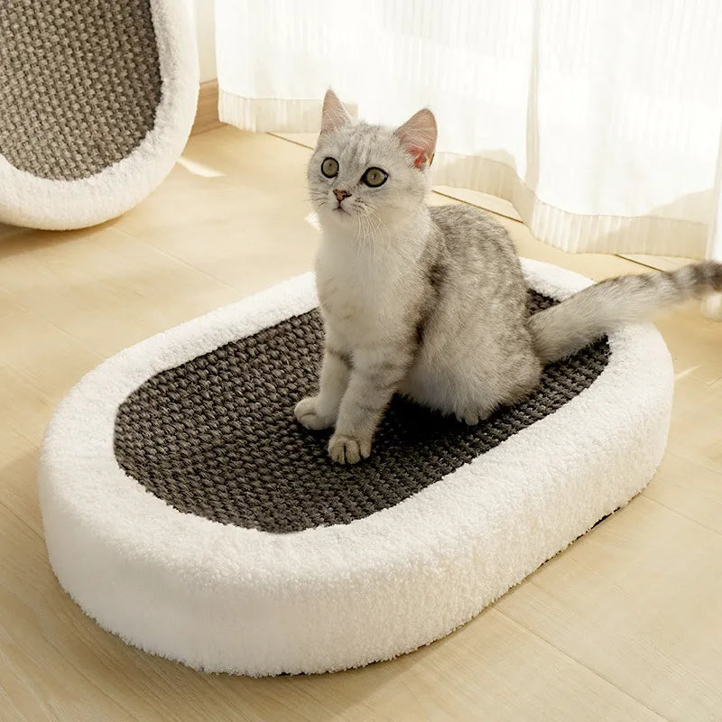 Elegant cat bed & scratcher: ultimate feline comfort, integrated scratching surface, stylish cat furniture.