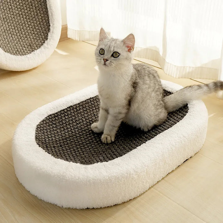 Elegant cat bed & scratcher: ultimate feline comfort, integrated scratching surface, stylish cat furniture.